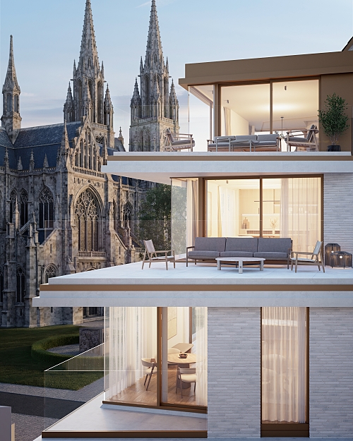 Residentie Crescent — interieur 3D rendering